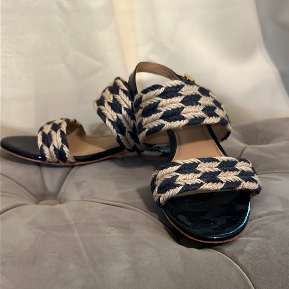 Tory Butch Navy and Cream Women's Sandals